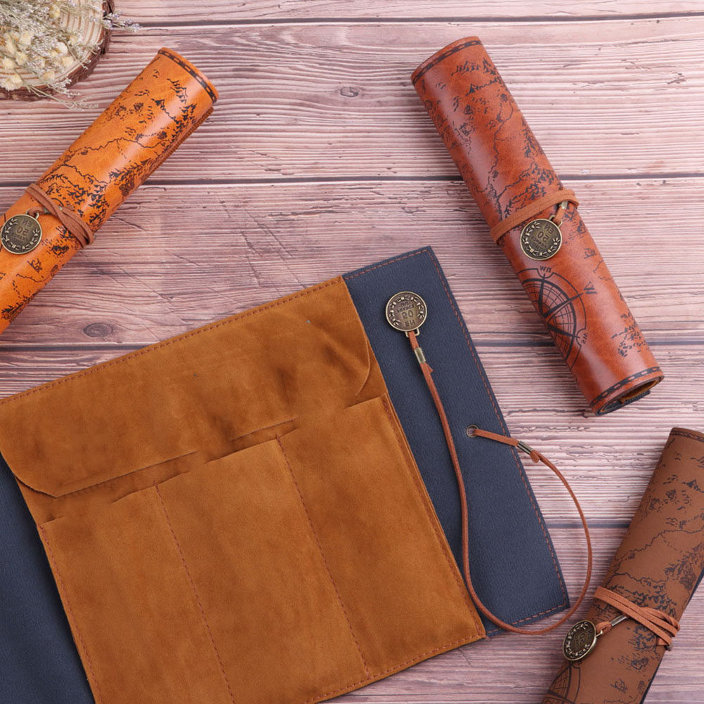 Pen Pouch Roll - 2Pcs Retro Pencil Case Vintage Style
