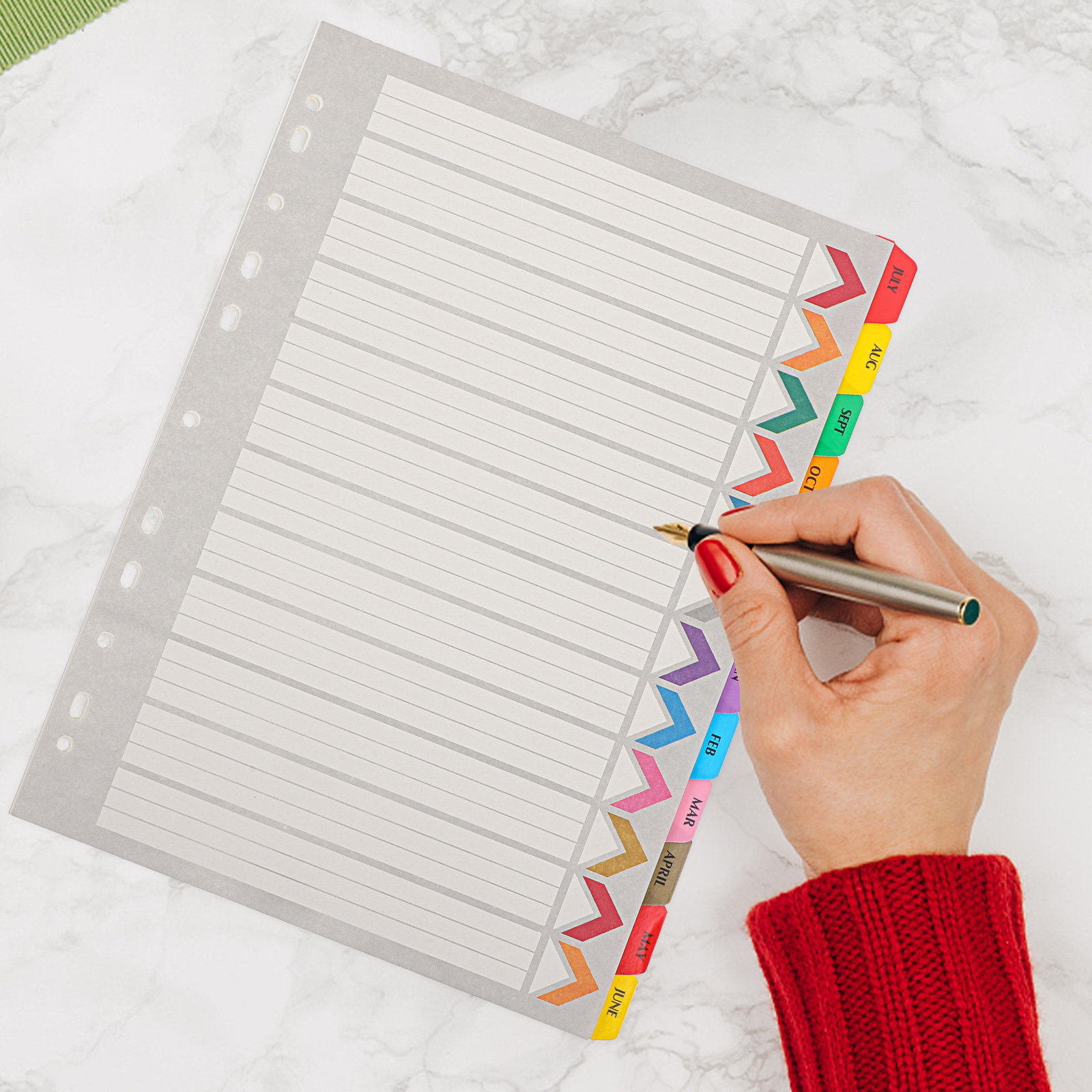Index Tab Divider - 12Sheets Index Binder Dividers Detachable A4