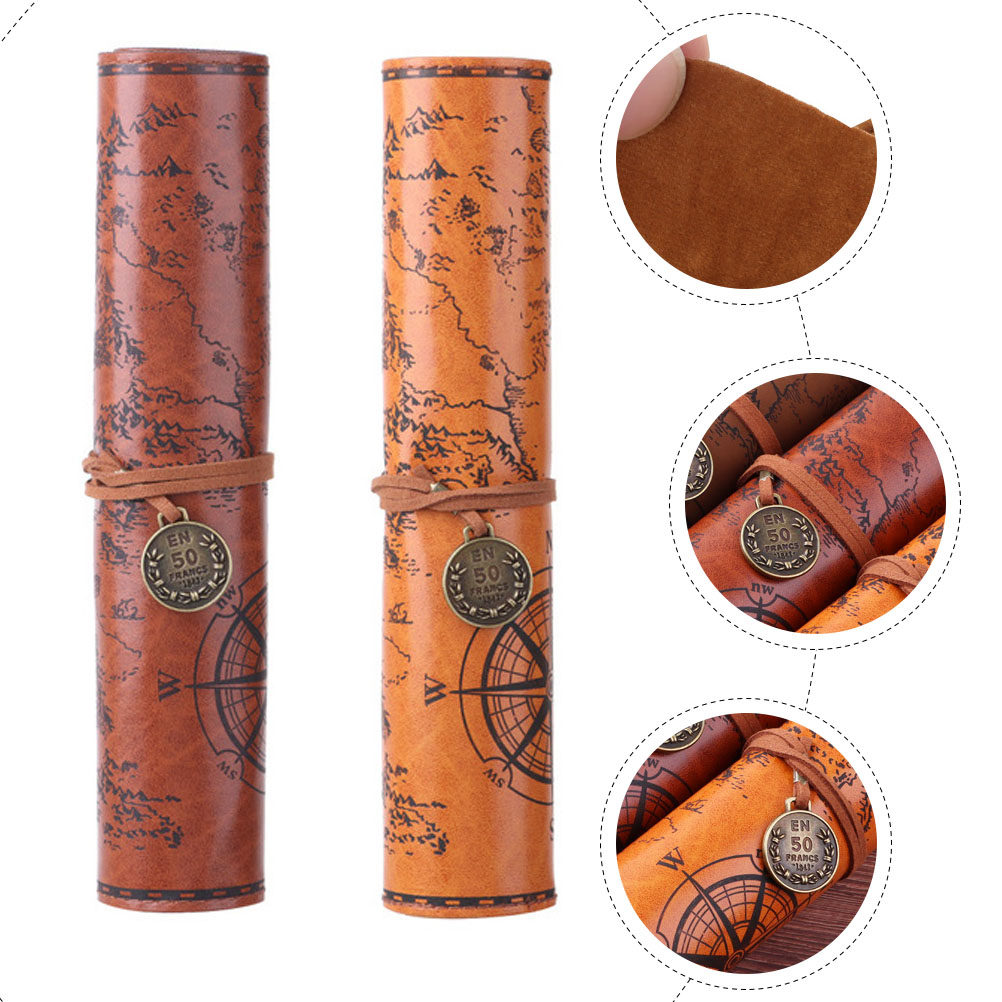 2Pcs Retro Pencil Case Vintage - đánh giá và giá Pen Pouch Roll