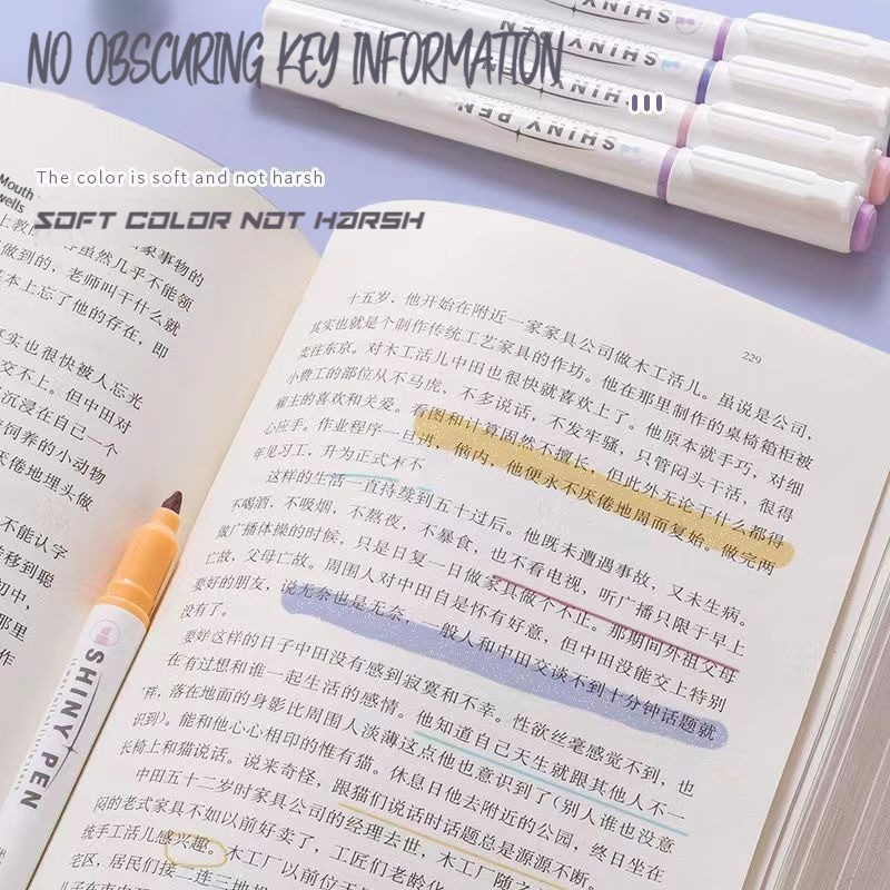 4 Pcs/Box Kawaii Glitter Highl - đánh giá và giá Highlighter Set Pastel