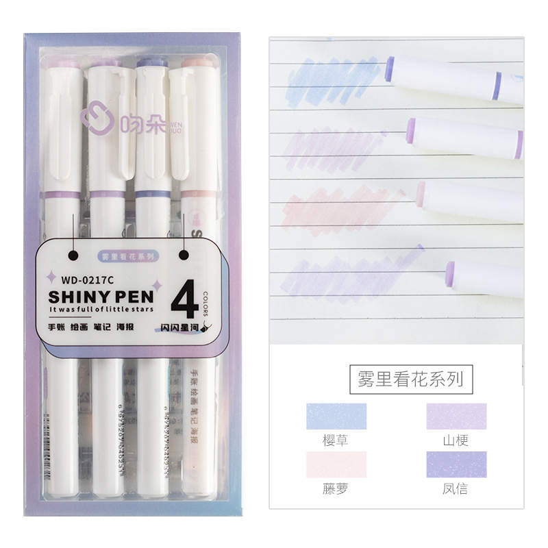 4 Pcs/Box Kawaii Glitter Highl - đánh giá và giá Highlighter Set Pastel