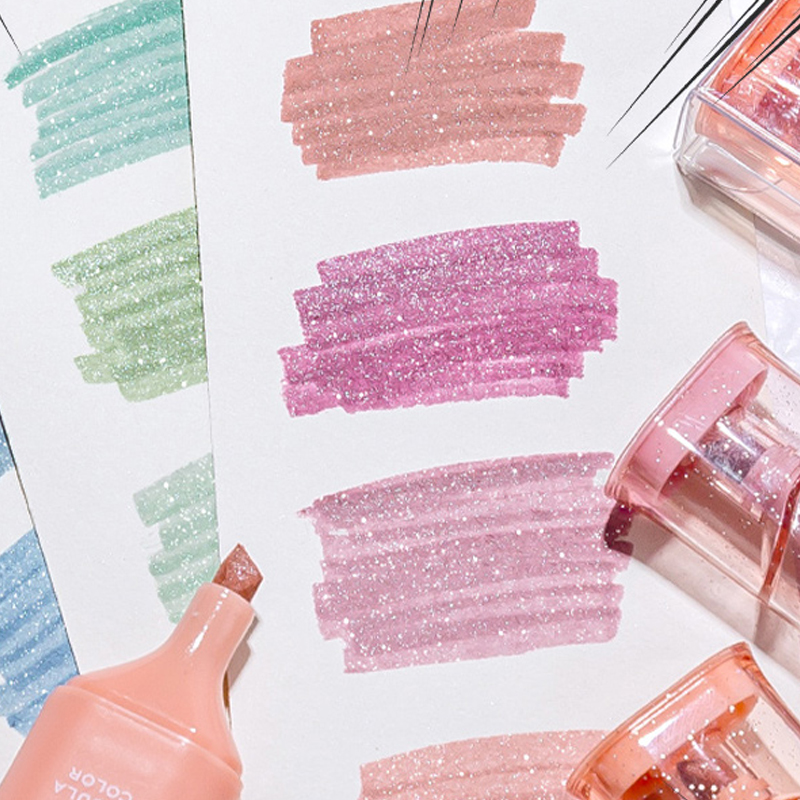 Glitter Highlighters, Flexible - đánh giá và giá Highlighter Set Pastel