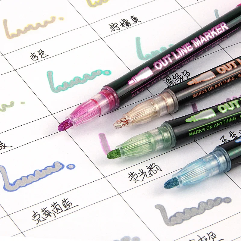 8-60 Color Double Line Outline - đánh giá và giá Highlighter Set Pastel